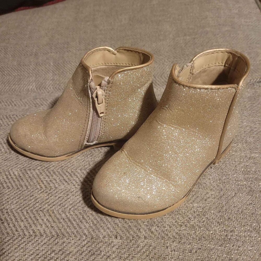 cat and jack gold glitter boots size 7 little girls